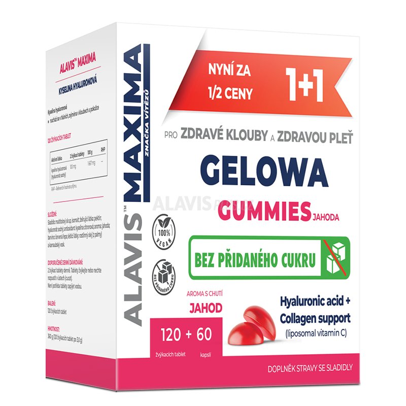 ALAVIS MAXIMA GELOWA GUMMIES JAHODA, 1+1 ZDARMA!