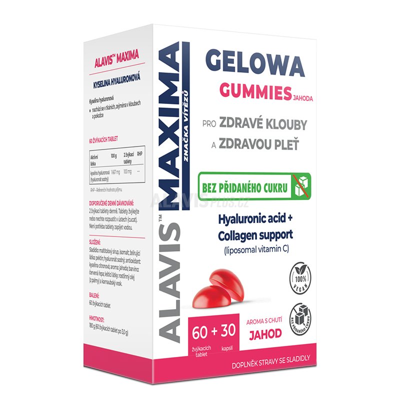 ALAVIS MAXIMA GELOWA GUMMIES JAHODA, 60 žvýkacích tablet + 30 kapslí